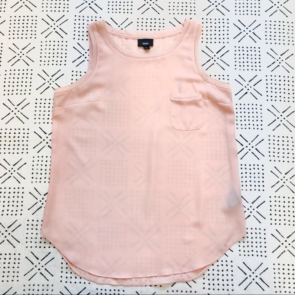 SOFT PEARL POCKET RIBBED CHIFFON TANK